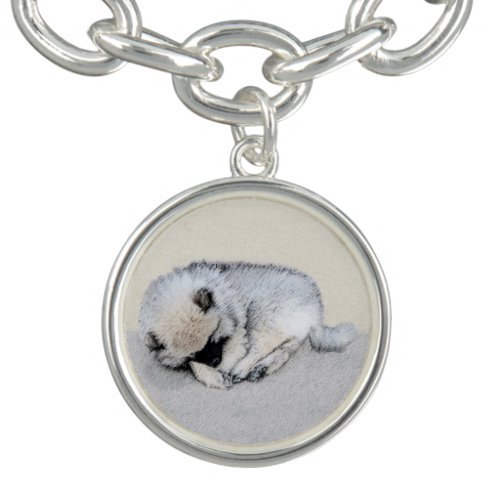 Keeshond Sleeping Puppy Painting Original Dog Art Bracelet