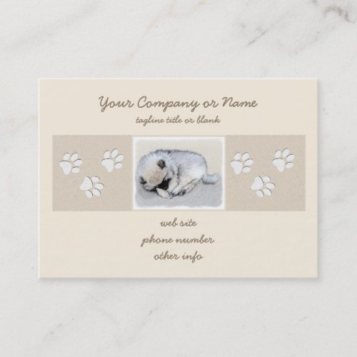 Keeshond Sleeping Puppy Painting Original Dog Art Business Card