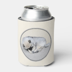 Keeshond Sleeping Puppy Painting Original Dog Art Can Cooler