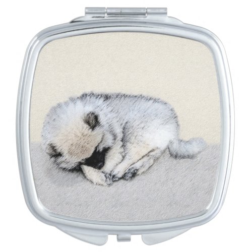 Keeshond Sleeping Puppy Painting Original Dog Art Compact Mirror