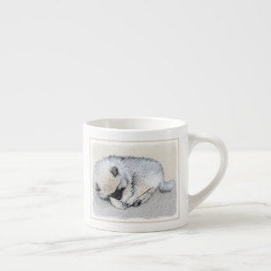 Keeshond Sleeping Puppy Painting Original Dog Art Espresso Cup