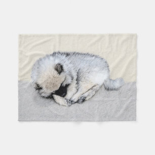 Keeshond Sleeping Puppy Painting Original Dog Art Fleece Blanket
