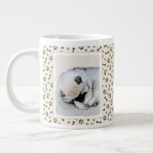 Keeshond Sleeping Puppy Painting Original Dog Art Giant Coffee Mug