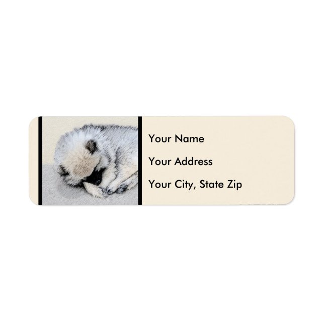 Keeshond Sleeping Puppy Painting Original Dog Art Label (Front)