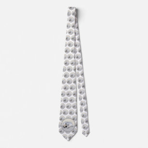 Keeshond Sleeping Puppy Painting Original Dog Art Neck Tie
