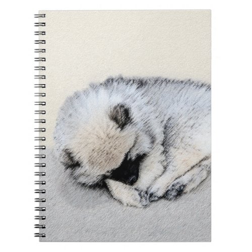 Keeshond Sleeping Puppy Painting Original Dog Art Notebook