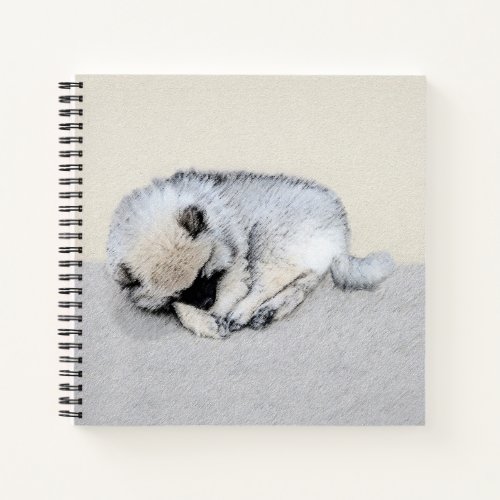 Keeshond Sleeping Puppy Painting Original Dog Art Notebook