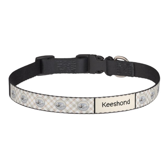 Keeshond Sleeping Puppy Painting Original Dog Art Pet Collar (Front)