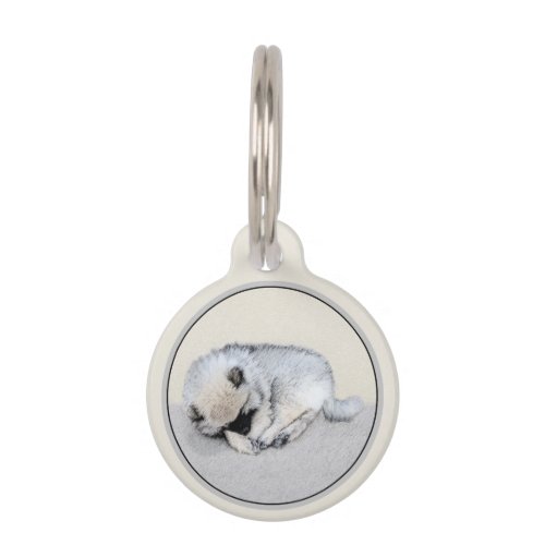 Keeshond Sleeping Puppy Painting Original Dog Art Pet ID Tag