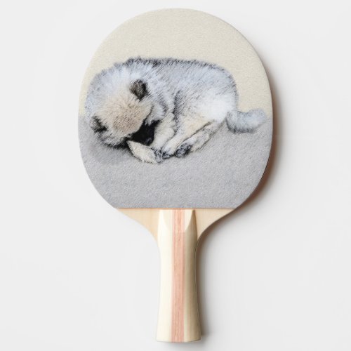 Keeshond Sleeping Puppy Painting Original Dog Art Ping Pong Paddle