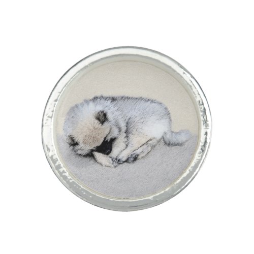 Keeshond Sleeping Puppy Painting Original Dog Art Ring