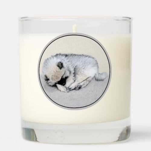 Keeshond Sleeping Puppy Painting Original Dog Art Scented Candle