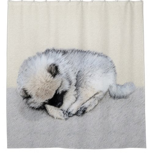 Keeshond Sleeping Puppy Painting Original Dog Art Shower Curtain