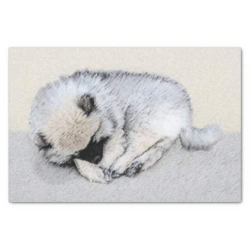 Keeshond Sleeping Puppy Painting Original Dog Art Tissue Paper