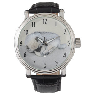 Keeshond Sleeping Puppy Painting Original Dog Art Watch