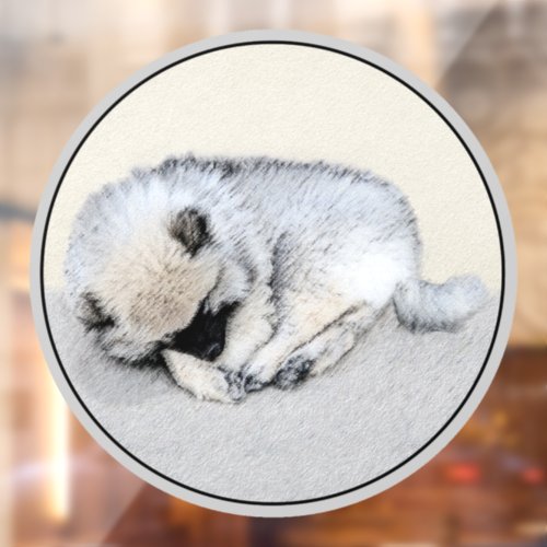 Keeshond Sleeping Puppy Painting Original Dog Art Window Cling