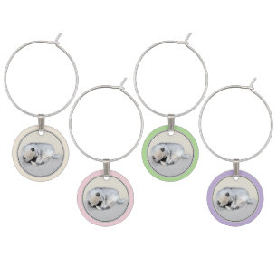 Keeshond Sleeping Puppy Painting Original Dog Art Wine Charm