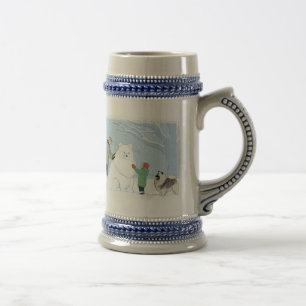 Keeshond Snow Dog Keesie Winter Snow Scene Beer Stein