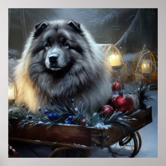 Keeshond Snowy Sleigh Christmas Decor (Front)