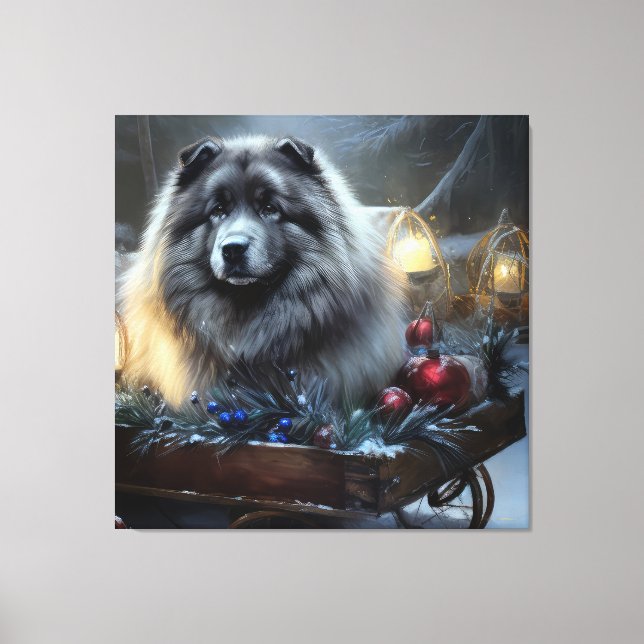 Keeshond Snowy Sleigh Christmas Decor (Front)