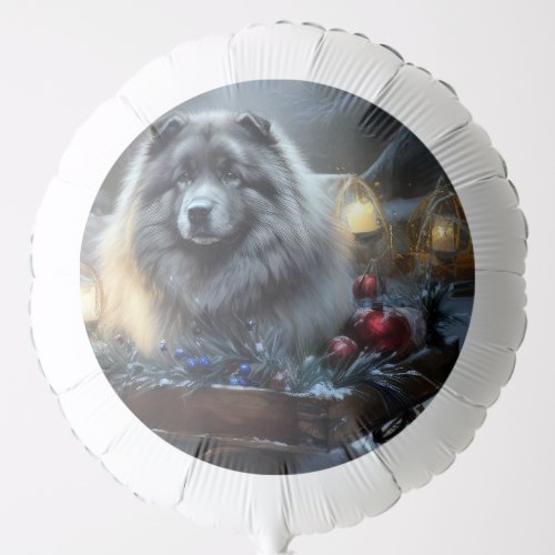 Keeshond Snowy Sleigh Christmas Decor Balloon