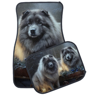 Keeshond Snowy Sleigh Christmas Decor Car Floor Mat