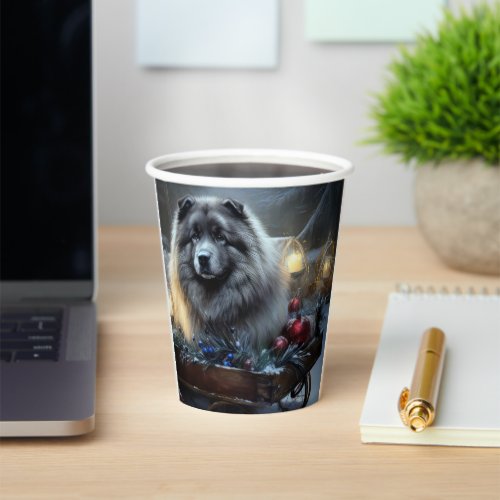 Keeshond Snowy Sleigh Christmas Decor Paper Cups