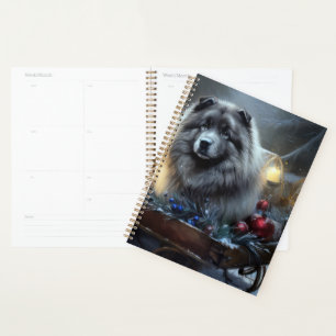 Keeshond Snowy Sleigh Christmas Decor Planner