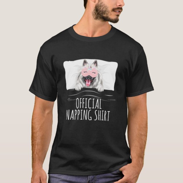 Keeshond Unicorn Sleep Mask Official Napping T-Shirt (Front)