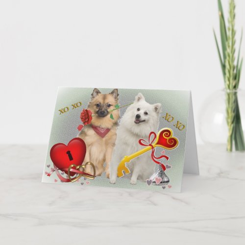 Keeshond Valentine Twosome Cards