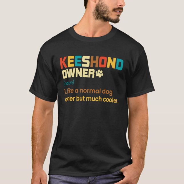 Keeshond Vintage Retro Dog Mom Dad T-Shirt (Front)