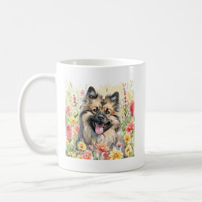 Keeshond Watercolor Mug (Left)