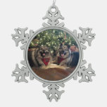 Keeshond with Christmas Tree Snowflake Pewter Christmas Ornament