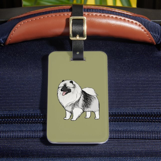 Keeshond with Customizable Text Luggage Tag (Front Insitu 2)