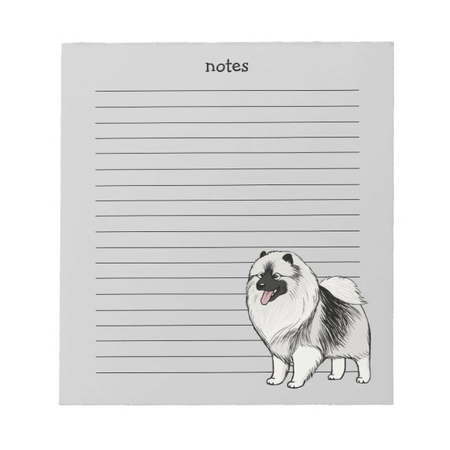 Keeshond with Customizable Text Notepad (Front)