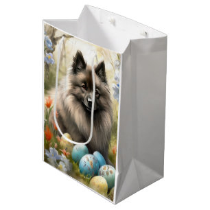 Keeshond with Easter Eggs Medium Gift Bag