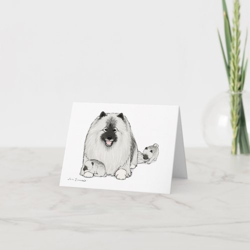 Keeshond with Puppies Card