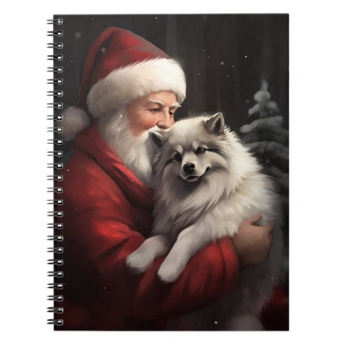 Keeshond With Santa Claus Festive Christmas Notebook
