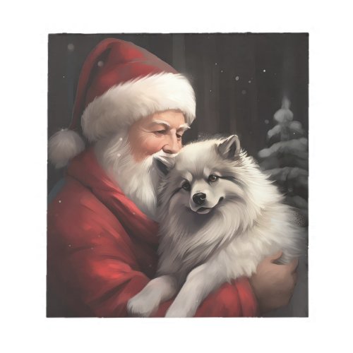 Keeshond With Santa Claus Festive Christmas Notepad