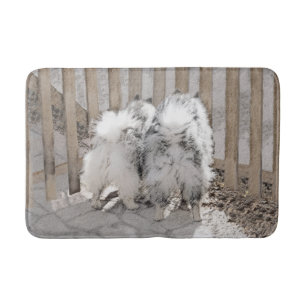 Keeshonds at the Gate Painting - Original Dog Art Bathroom Mat