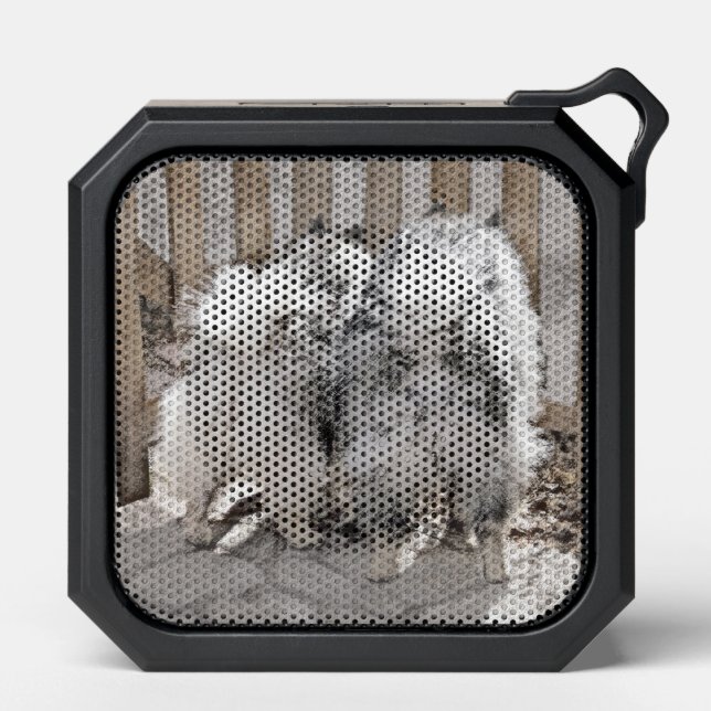 Keeshonds at the Gate Painting - Original Dog Art Bluetooth Speaker (Front)