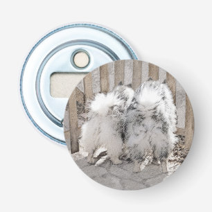 Keeshonds at the Gate Painting - Original Dog Art Bottle Opener