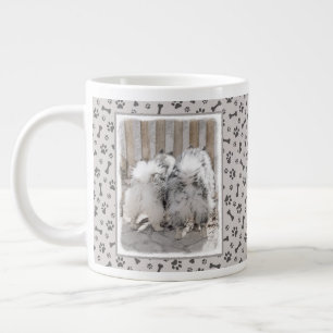 Keeshonds at the Gate Painting - Original Dog Art Giant Coffee Mug