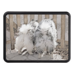 Keeshonds at the Gate Painting - Original Dog Art Hitch Cover