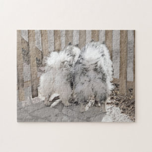 Keeshonds at the Gate Painting - Original Dog Art Jigsaw Puzzle