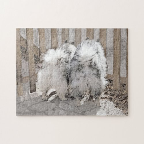 Keeshonds at the Gate Painting _ Original Dog Art Jigsaw Puzzle