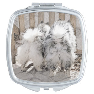 Keeshonds at the Gate Painting - Original Dog Art Makeup Mirror
