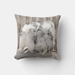 Keeshonds at the Gate Painting - Original Dog Art Throw Pillow