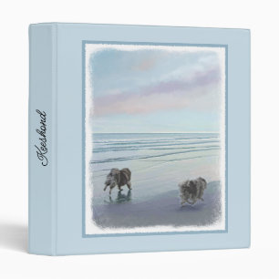 Keeshonds at the Seashore Painting Dog Art 3 Ring Binder
