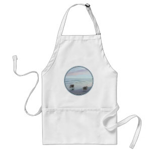 Keeshonds at the Seashore Painting Dog Art Adult Apron